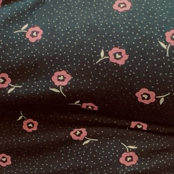 Express Sz M form-fitting tee shirt black with pink flowers and dots pattern - Picture 8 of 8